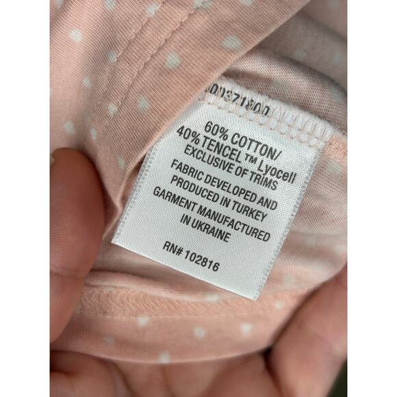 Garnet Hill Light Pink LS Lounge Pajama Set Polka Dot Twist Front Size Small - Picture 9 of 9